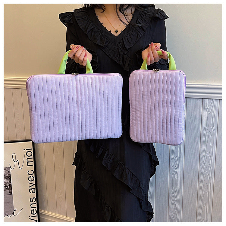 Striped laptop case with contrast design, aesthetic laptop pouch