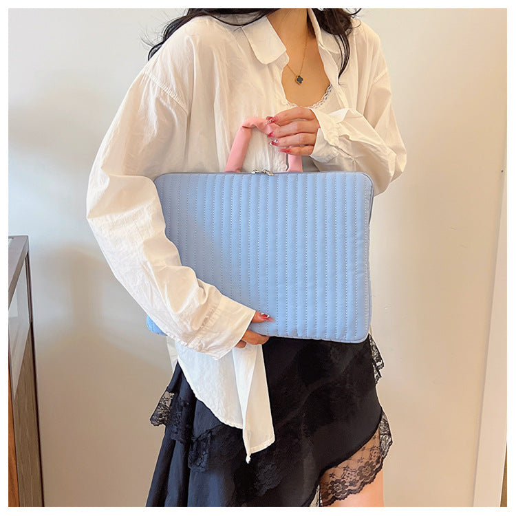 Striped laptop case with contrast design, aesthetic laptop pouch