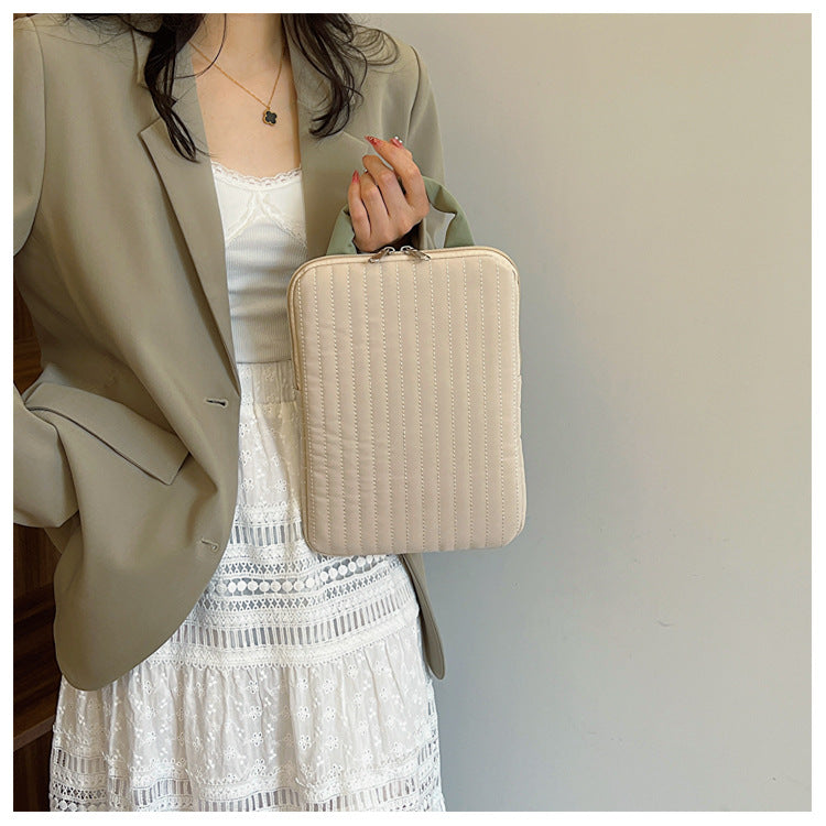 Fresh stripe laptop sleeve, stylish contrast tablet bag