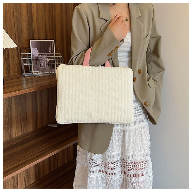 Striped laptop case with contrast design, aesthetic laptop pouch