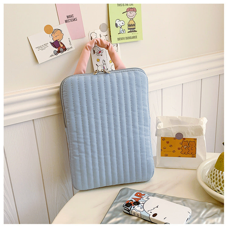 Fresh stripe laptop sleeve, stylish contrast tablet bag
