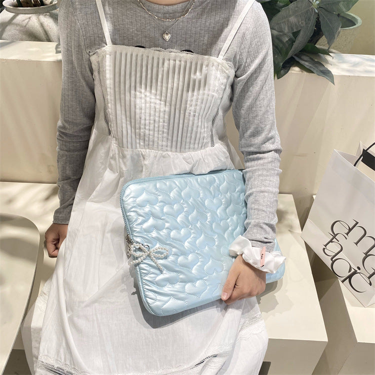 Heart Bow Pearl Tablet/Laptop Bag