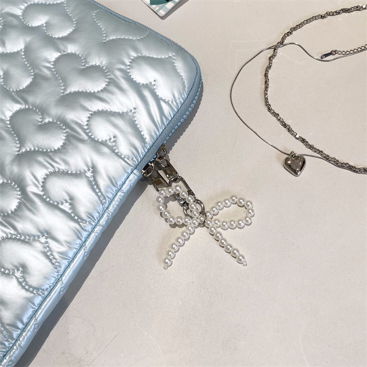 Heart Bow Pearl Tablet/Laptop Bag