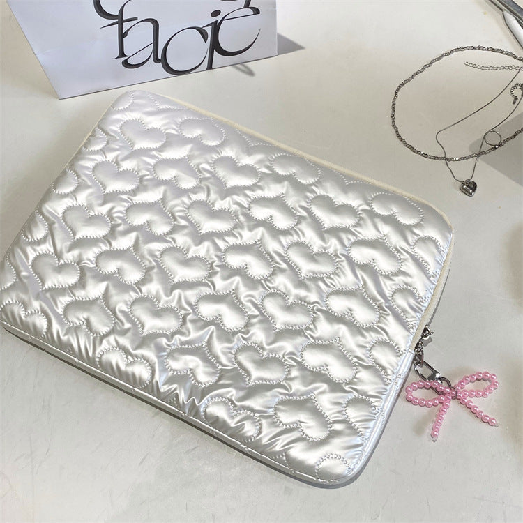 Heart Bow Pearl Tablet/Laptop Bag