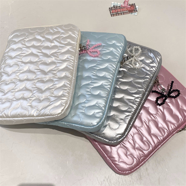 Heart Bow Pearl Tablet/Laptop Bag