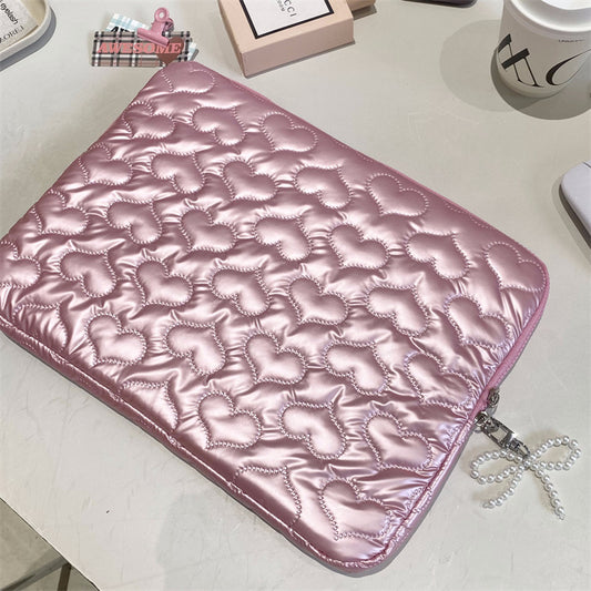 Heart Bow Pearl Tablet/Laptop Bag
