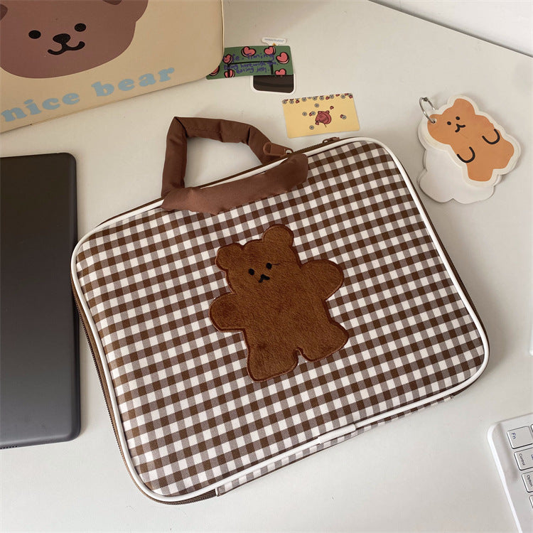 Kawaii laptop tote bag with cartoon animal design for girls