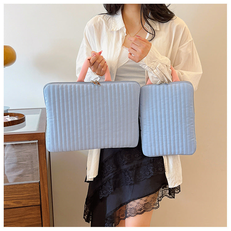 Fresh stripe laptop sleeve, stylish contrast tablet bag