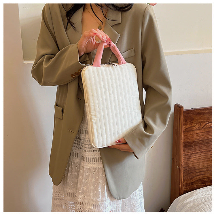 Fresh stripe laptop sleeve, stylish contrast tablet bag