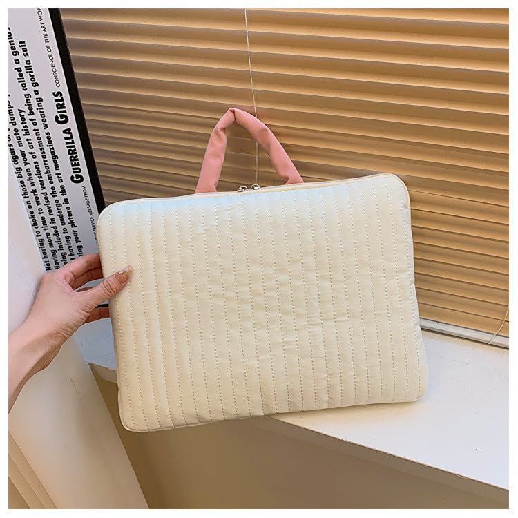 Fresh stripe laptop sleeve, stylish contrast tablet bag