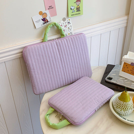 Fresh stripe laptop sleeve, stylish contrast tablet bag