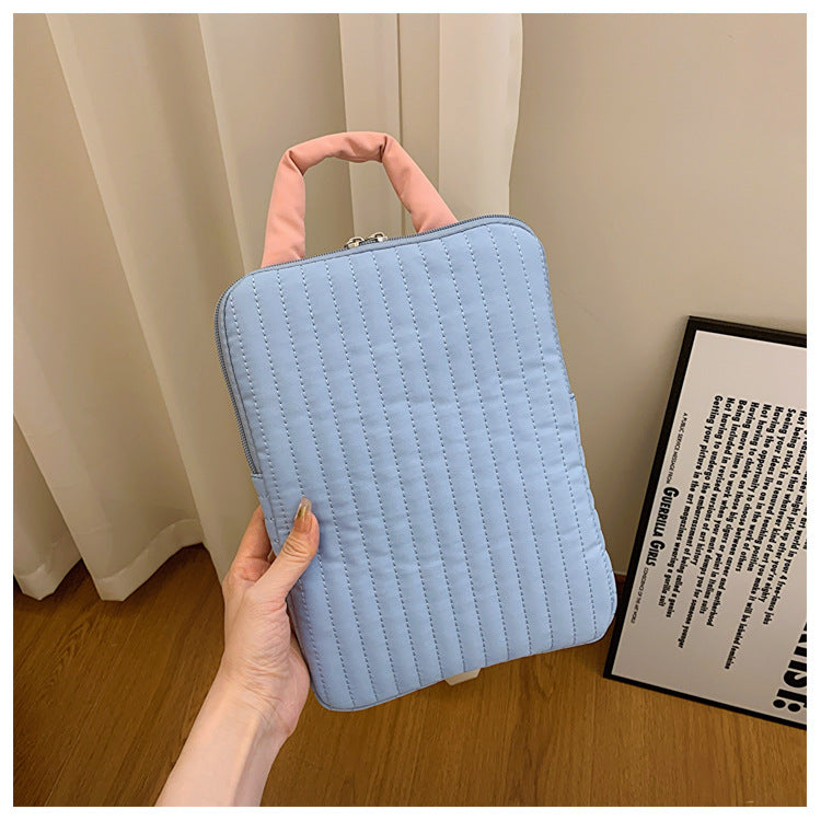 Fresh stripe laptop sleeve, stylish contrast tablet bag